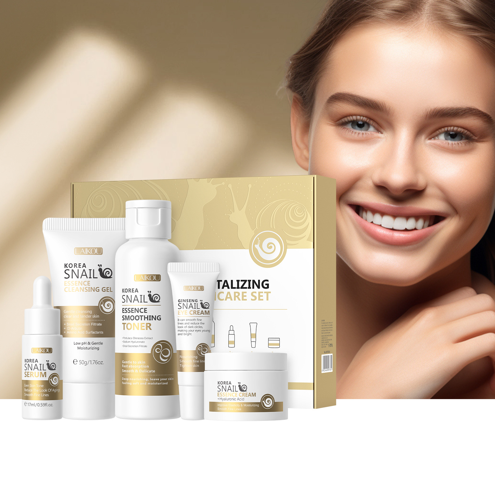 Skincare Korea - 5pcs Boxed Korea Slak Huidverzorging Set