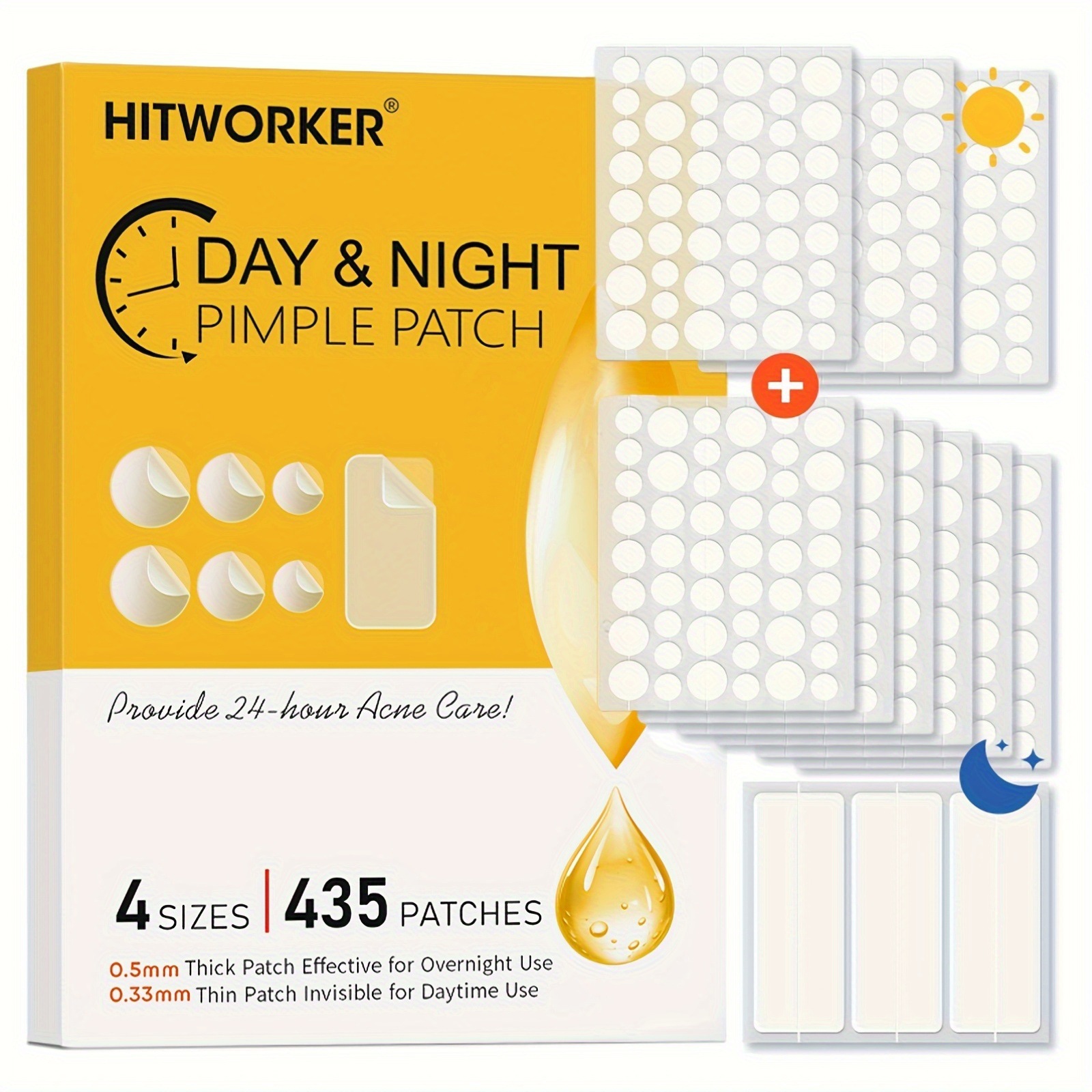 Hydrocolloid Acne Patch - 435 transparante acnepleisters, alcoholvrij, zacht en