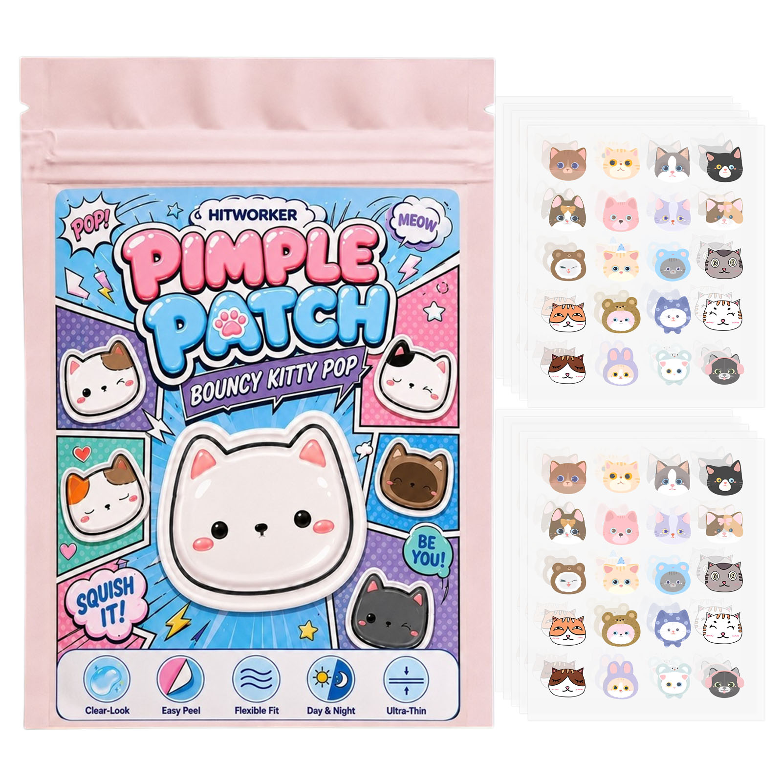 100 stuks schattige katten pui - Hydrocolloid Acne Patch recensie en prijs